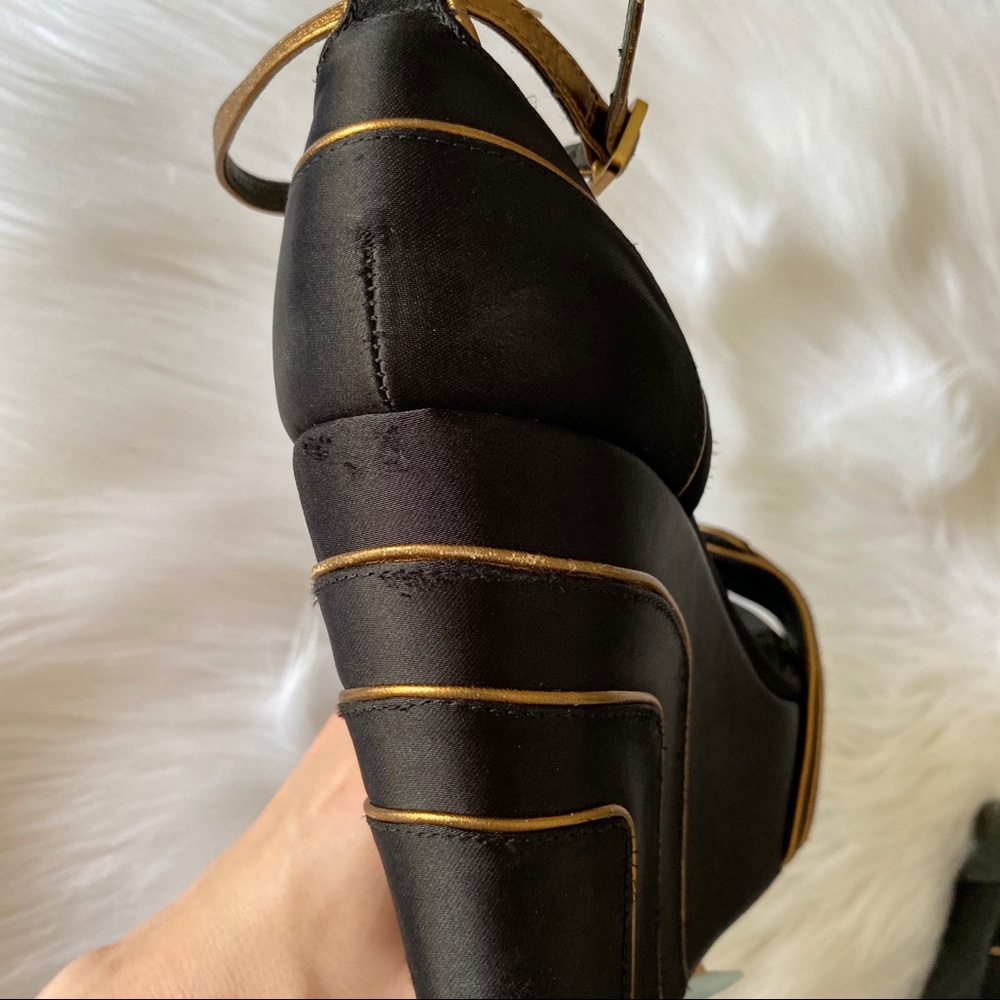 Tory Burch women satin wedges with golden elements - Picture 11 of 16